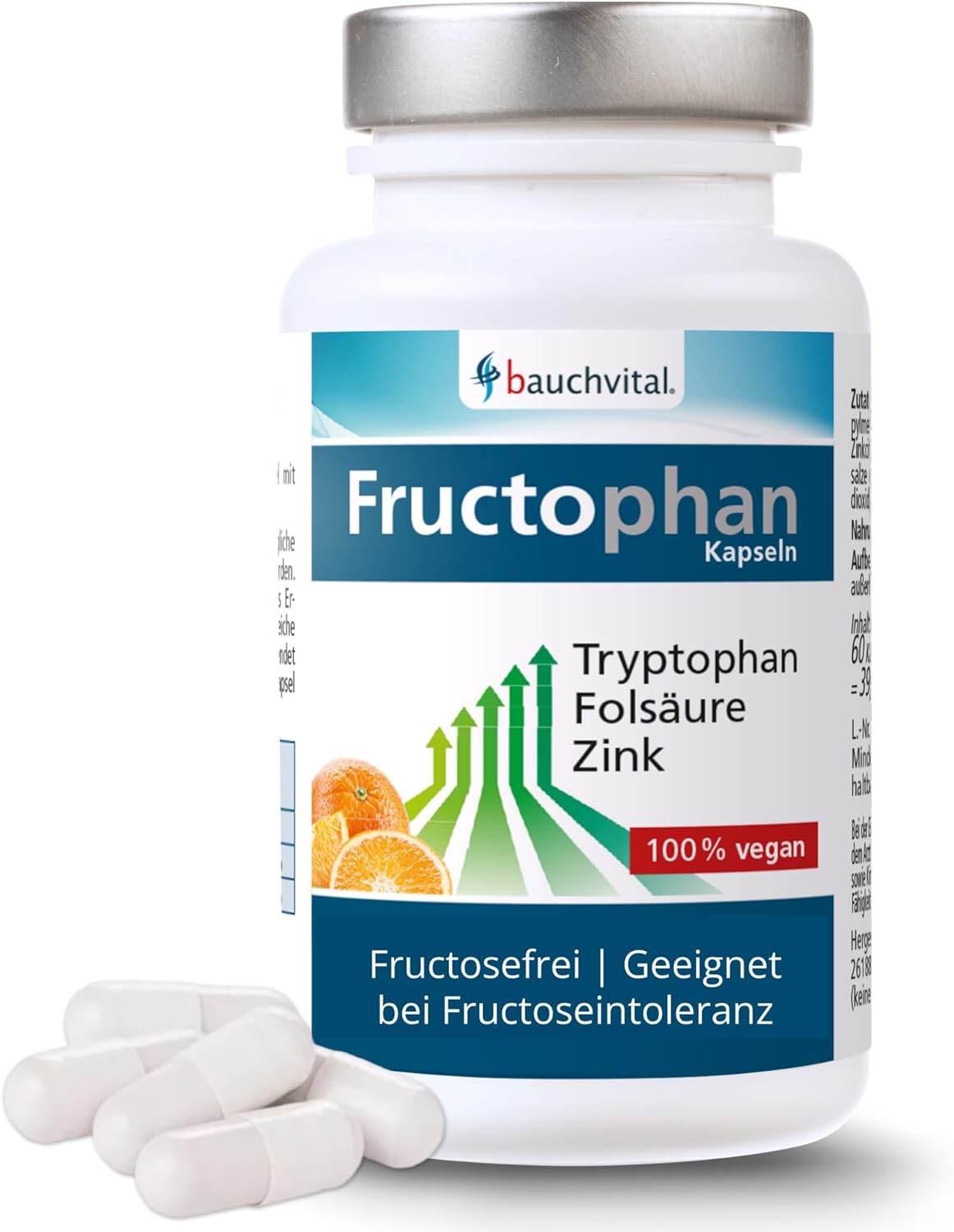 Fructophan Kapseln — 60 Kapseln mit L-Tryptophan, Zink und Folsäure